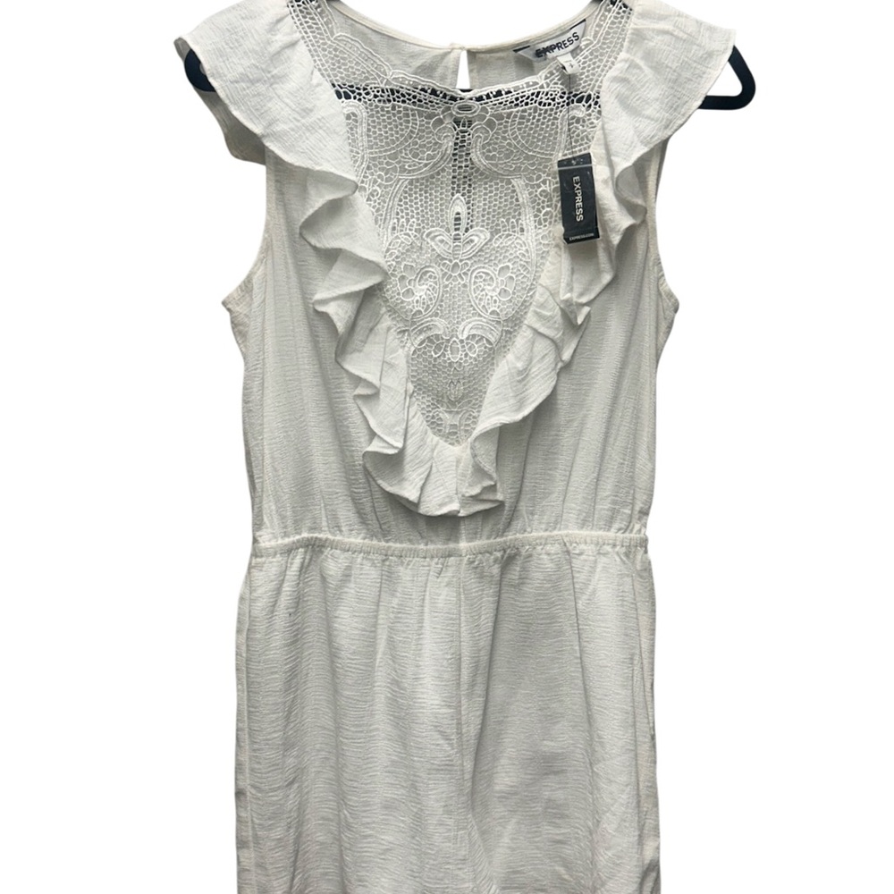 Express White Lace Detail Romper